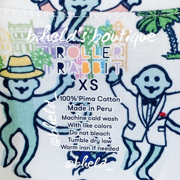 Roller Rabbit Charleston Monkey Polo Pajamas in White Monkey Size XS New NWT - Picture 6 of 16